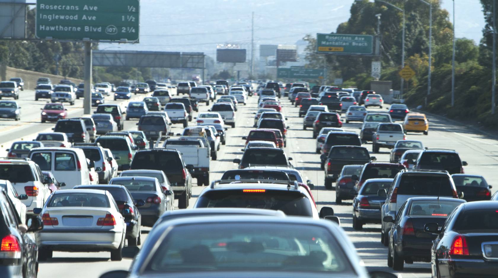 View of a traffic jam on 405