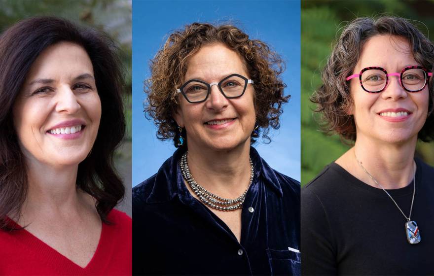 A grid of 3 portrait photos. Each photo shows a woman smiling at the camera.
