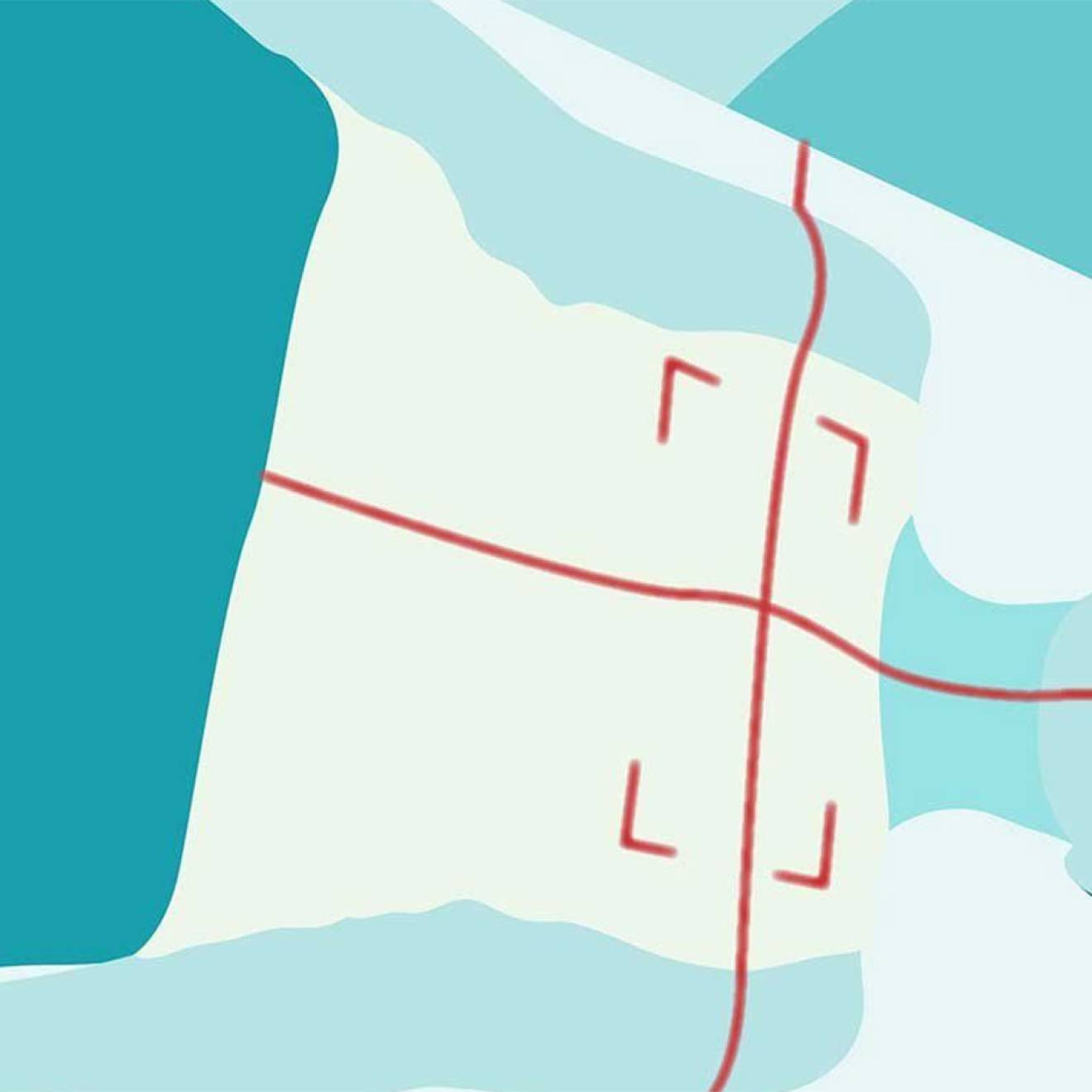 Flat-style, teal-toned illustration of a woman in a CT scanner