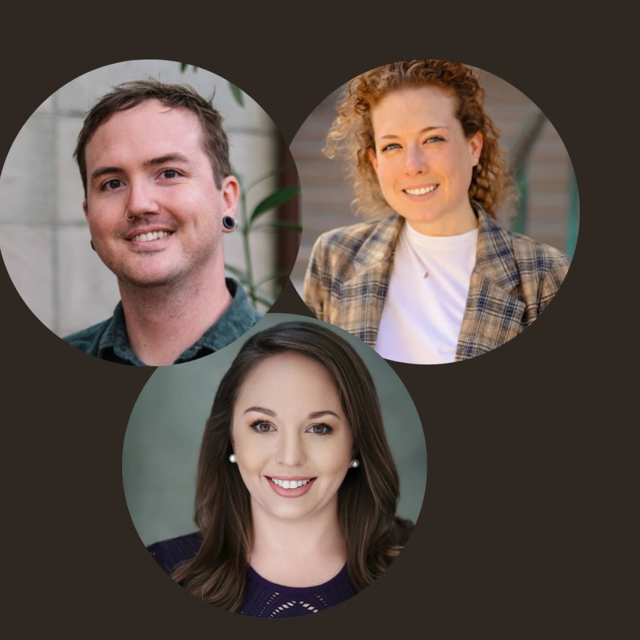 The headshots of three young people together in one image