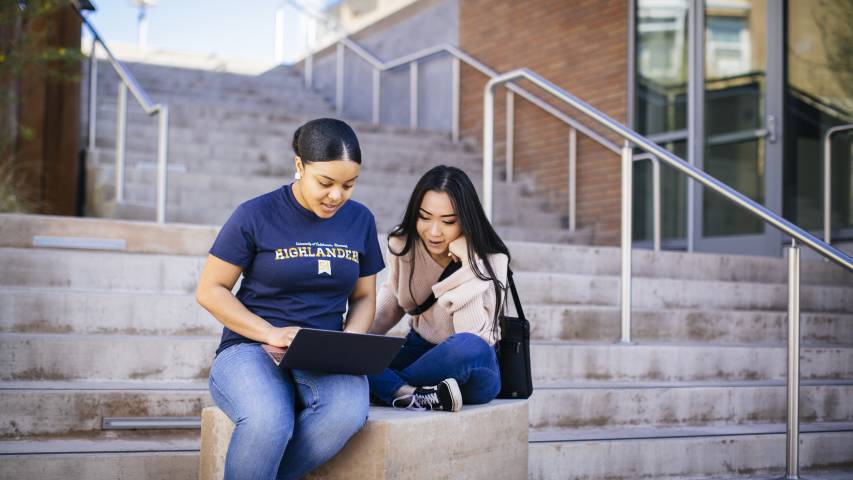 Students sitting on steps at UC Riverside